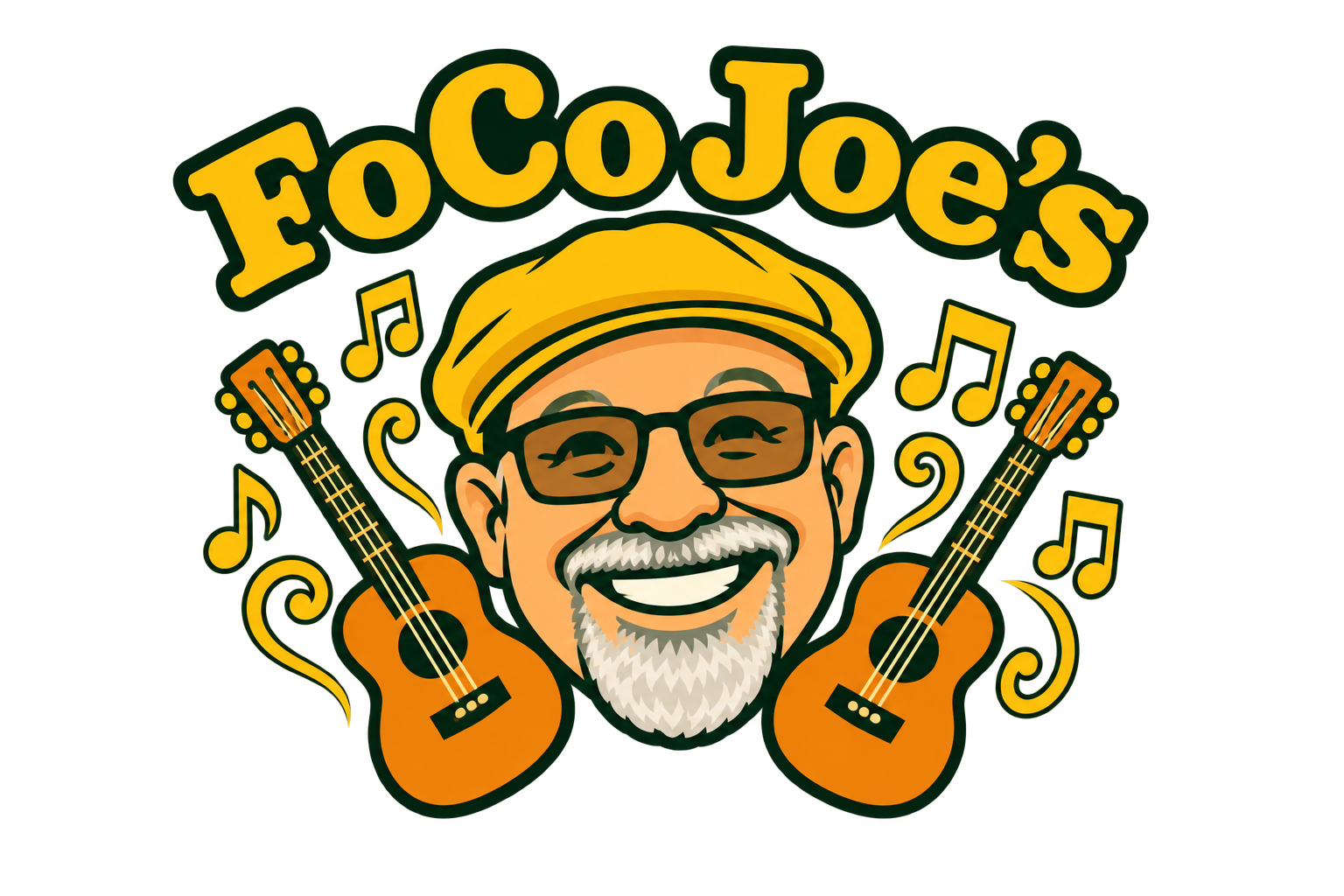 FoCo Joe’s smiling face logo concept, inspired by his brunch shirt