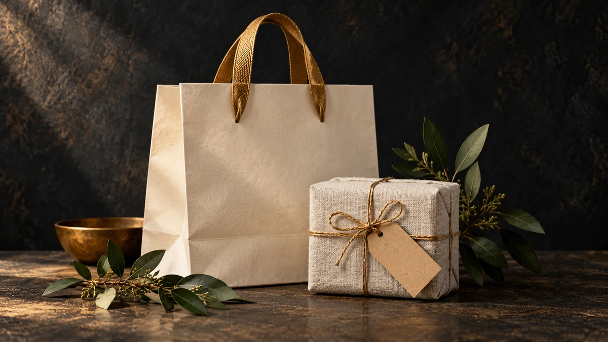 Service illustration: an unbranded shopping bag and parcel