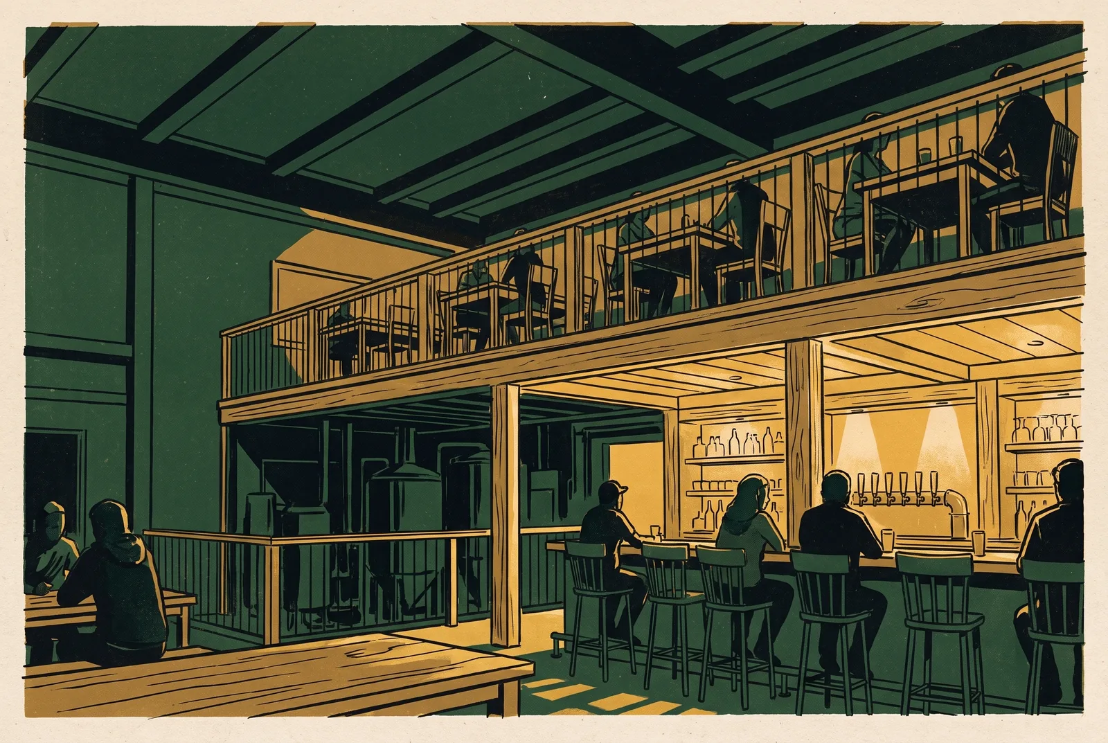 Illustration: inside Gilded Goat Brewing Company